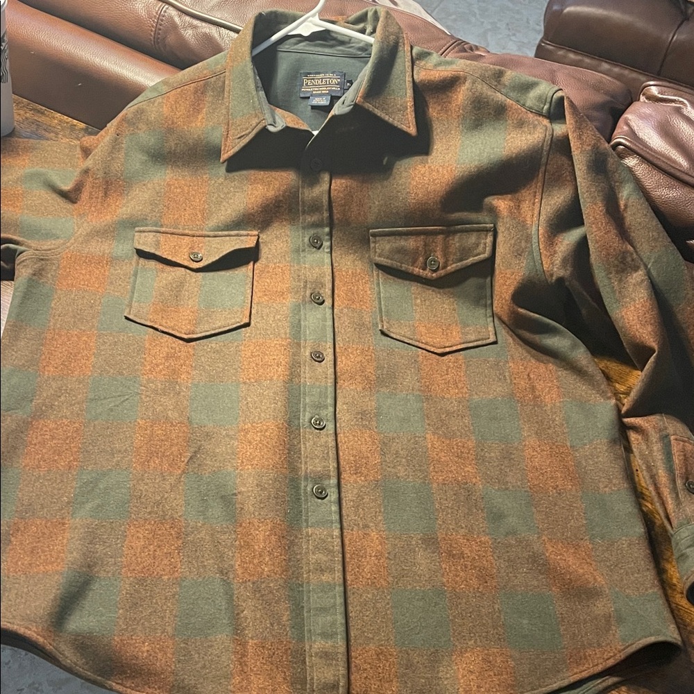 Pendleton Green and Brown Plaid Lightweight Shirt Jacket